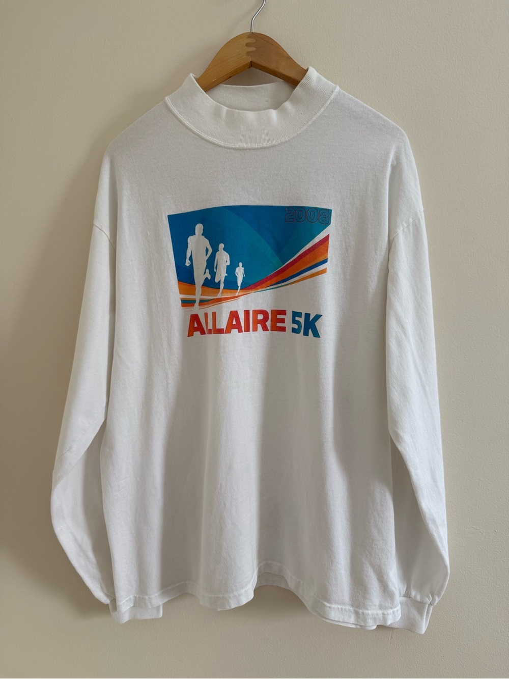 2008 Allaire 5K Run Long Sleeve Shirt Adult Large White Mock Neck Anvil